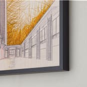 "Concourse" - Art Print in Sunflower Gold by Paul Devitt - Frame Close-up