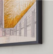 "Concourse" - Art Print in Sunflower Gold by Paul Devitt - Frame Close-up