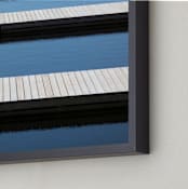 "Dockside Tranquility" - Art Print in Ocean Blue by Annie Seaton - Frame Close-up