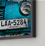 "Rusted Antique" - Art Print in Metallic Blue by Jason Derck - Frame Close-up