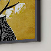 "Drawn to Bloom " - Art Print in Mustard by Tanya Lee Design - Frame Close-up