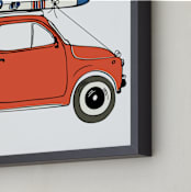 "To the Ski Slopes" - Art Print in Swiss Red by Alston Foster - Frame Close-up