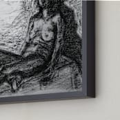 "Nude against the wall " - Art Print in charcoal by Attila - Frame Close-up