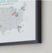 "You Are Here American Map" - Personalized Art Print in Coastal Grey by Jessie Steury - Frame Close-up