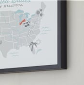 "You Are Here American Map" - Personalized Art Print in Coastal Grey by Jessie Steury - Frame Close-up