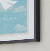 "In Flight" - Personalized Art Print in Sky Blue by Jennifer Morehead - Frame Close-up