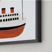 "Schooner II" - Personalized Art Print in Crimson by Maja Cunningham - Frame Close-up