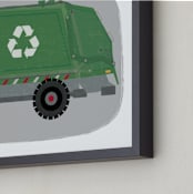 "The Garbage Recycle Truck" - Personalized Art Print in Moss by Rebecca Marchese - Frame Close-up