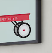 "Little Red Wagon" - Personalized Art Print in Mint by Alexandra Cohn - Frame Close-up