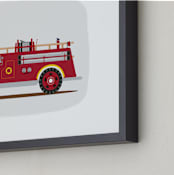 "Red Fire Truck #2" - Art Print in Vintage Engine red by Rebecca Marchese - Frame Close-up