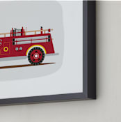 "Red Fire Truck #2" - Art Print in Vintage Engine red by Rebecca Marchese - Frame Close-up