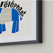 "French Elephant" - Art Print in Blueberry by Morgan Kendall - Frame Close-up