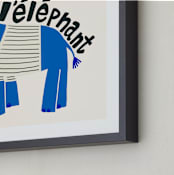 "French Elephant" - Art Print in Blueberry by Morgan Kendall - Frame Close-up
