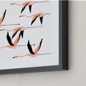 "Flyymingos" - Art Print in Blush by Anee Shah - Frame Close-up