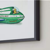 "Moon Explorer" - Art Print in emerald green by Ed Hogan - Frame Close-up
