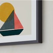 "Graphic Sailboat" - Art Print in Sea Blue by Daily Design Co - Frame Close-up