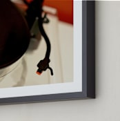 "Put The Needle On The Record" - Art Print in Retro Red by Jonathan Brooks - Frame Close-up