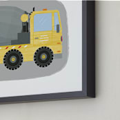 "The Cement-Mixer Truck" - Art Print in Mixer Yellow by Rebecca Marchese - Frame Close-up