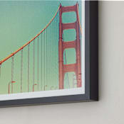 "Soft Golden Gate" - Art Print in Pale Blue by Mary Ann Glynn-Tusa - Frame Close-up