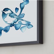 "Blue Chickadee II" - Art Print in Blue by Stephanie Toral - Frame Close-up