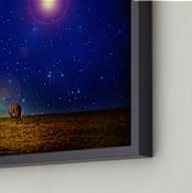 "Elk Stars Snow" - Art Print in Royal Blue by Andy Mars - Frame Close-up