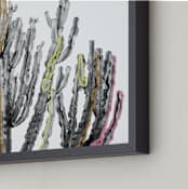 "Colorful Lines Cactus " - Art Print in Black and White by Katie Doherty - Frame Close-up