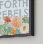 "Go Forth Rebels Blooms" - Art Print in Vibrant Coral by Kate Wong - Frame Close-up