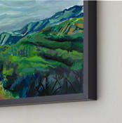 "Malibu Hike" - Art Print in Blue Green by Carol Dysart - Frame Close-up