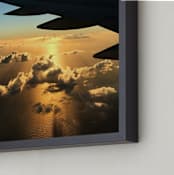 "Skies Are Blue" - Art Print in Golden Susnet by Hannah Graham - Frame Close-up