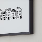 "Village Life" - Art Print in Black by TM Stationery - Frame Close-up