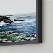 "Rocky Sea Cliffs" - Art Print in Sea Mist Blue by Emma Ballou - Frame Close-up
