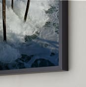 "Crashing Wave" - Art Print in Ocean Blue by AJD - Frame Close-up