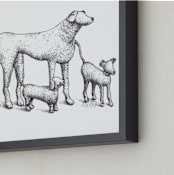 "Five Dogs" - Art Print in Black and White by XL - Frame Close-up