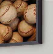 "Antique Baseballs" - Art Print in Major League Red by Jayna B - Frame Close-up