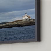 "Maine Lighthouse" - Art Print in Ocean Blue by Gray Star Design - Frame Close-up