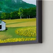 "Tin Shack Beneath Pilot Mountain" - Art Print in High Country Yellow by Robert Deem - Frame Close-up