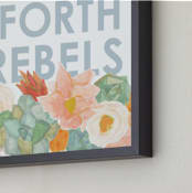 "Go Forth Rebels Blooms" - Art Print in Vibrant Coral by Kate Wong - Frame Close-up