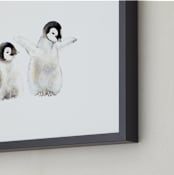 "Playful penguins" - Art Print in Grey by Lauren Rogoff - Frame Close-up