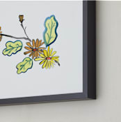 "Fall chrysanthemums" - Art Print in Autumnal yellow by Jessica Niles DeHoff - Frame Close-up