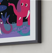 "Enormous elephants" - Art Print in Magenta by Rafael Yaniger - Frame Close-up