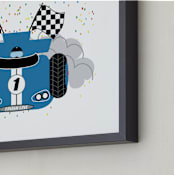"my little racer" - Art Print in roadie blue by Rebecca Marchese - Frame Close-up