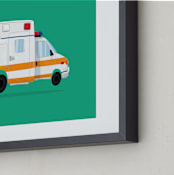 "Cute Ambulance" - Art Print in Ambulance Orange by Nathan Poland - Frame Close-up