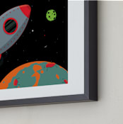 "Cute Gray Rocket Ship" - Art Print in Space Gray by Nathan Poland - Frame Close-up