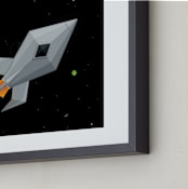 "Cute Metal Rocket Ship" - Art Print in Rocket Ship Silver by Nathan Poland - Frame Close-up