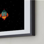 "Little Green Rocket" - Art Print in Outer Space Green by Nathan Poland - Frame Close-up