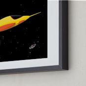 "Yellow Space Rocket" - Art Print in Rocket Yellow by Nathan Poland - Frame Close-up