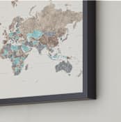 "Highly detailed watercolor world map" - Art Print in Aquamarine and cream by Rosana Laiz Blursbyai - Frame Close-up