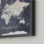"Glynn detailed distressed world map" - Art Print in Dark muted blue by Rosana Laiz Blursbyai - Frame Close-up