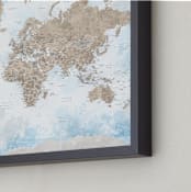 "Ghada detailed world map" - Art Print in Blue and brown by Rosana Laiz Blursbyai - Frame Close-up