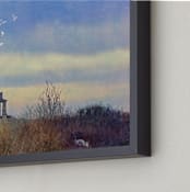 "Magical Ocean House" - Art Print in Ocean Blue Green by Andy Mars - Frame Close-up